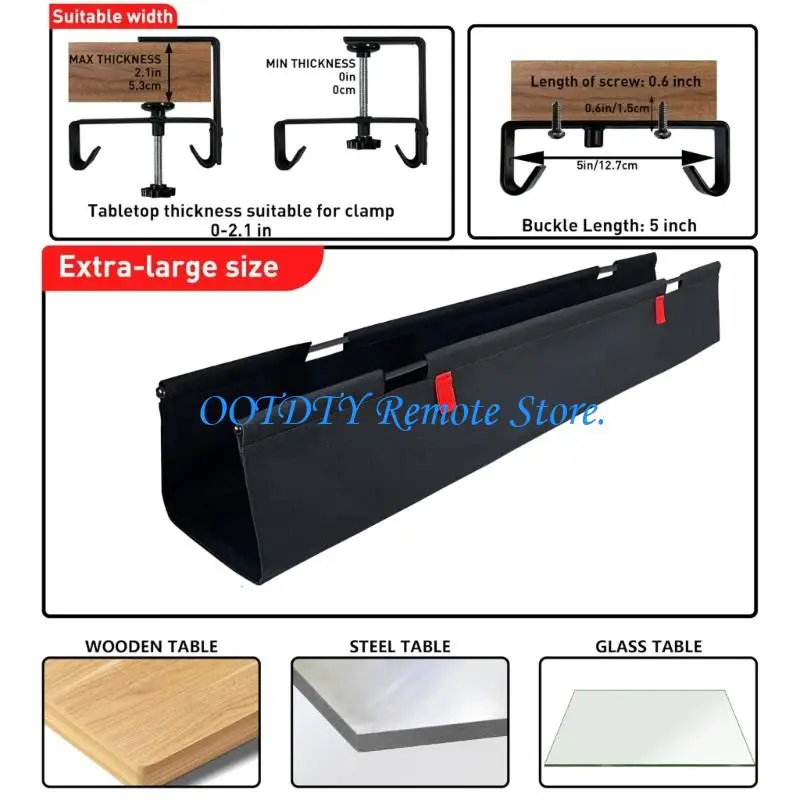 Heavy Duty Under Table Cord Holder 70cm Length Resistant Fabric Material For Neat Work Area Arrangement