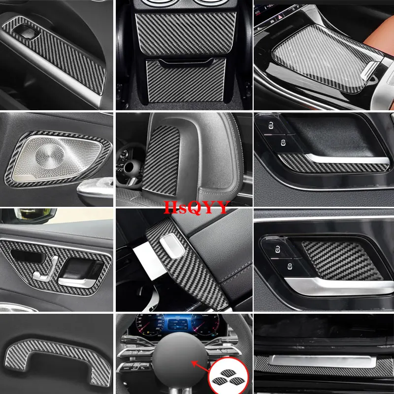 

For Mercedes Benz C Class W206 2022 2023 real Carbon Fiber Interior Car Styling Accessories Central Control decoration Stickers