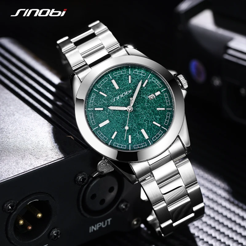 SINOBI Original Design Men\'s Watches Top Luxury Brand Man\'s Quartz Wristwatches Best Gifts Clock for Male Stainless Steel Watch