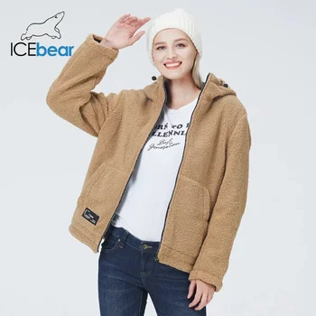 Icebear เสื้อแจ็คเก็ตสำหรับผู้หญิง, ใหม่เสื้อโค้ทผ้าฝ้ายสั้นแจ็คเก็ตผ้าฟลีซสำหรับฤดูใบไม้ร่วงและฤดูหนาว MWC20966D เสื้อผ้าใช้ได้ทั้งชายและหญิง