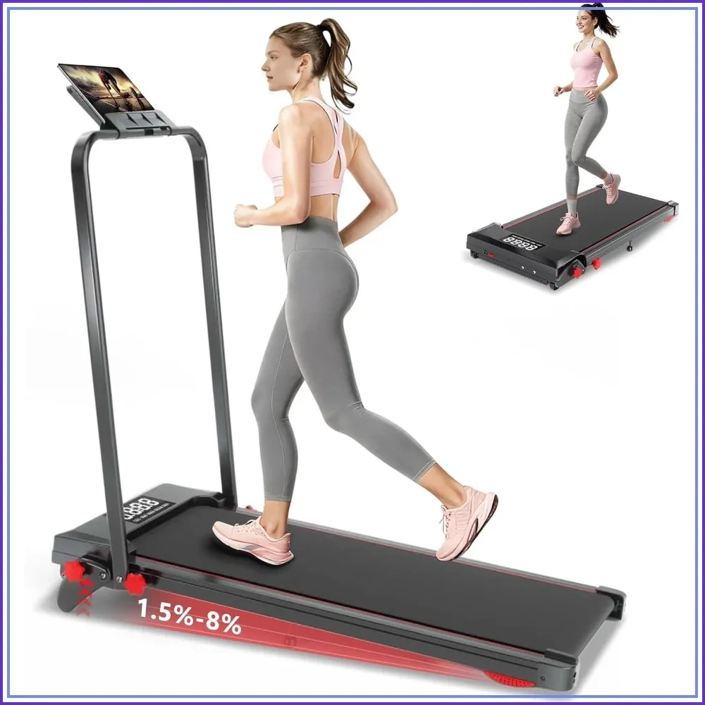 Walking Pad Treadmill with Incline 8% & Decline -1.5%, 4 Levels, Under Desk Treadmill, 2.5HP Quiet BLDC Motor, Portable with Remote & LED Display