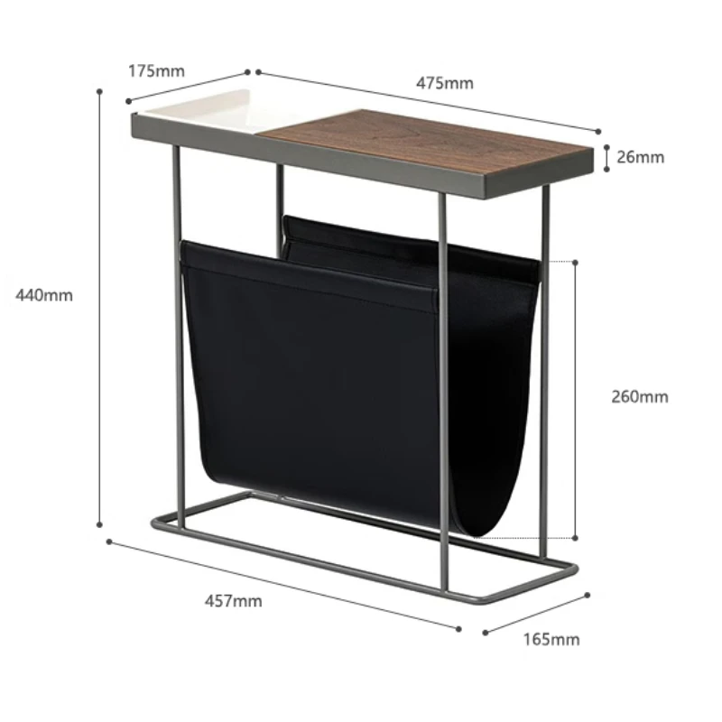 Nordic Side Table for Sofa Minimalist Bedside End Table Creative Living Room Accent Desk Multi-Functional Magazine Storage Shelf