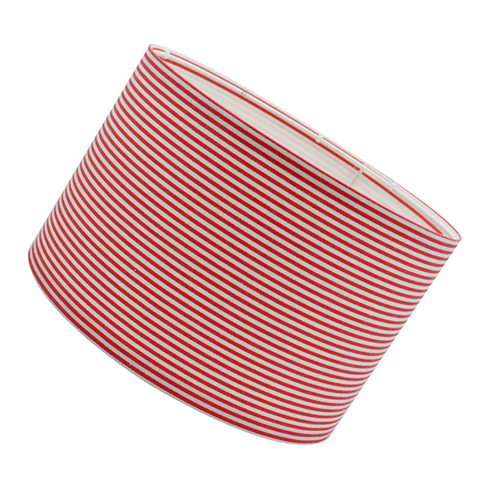 

Linen Shade Fabric Red Stripe Table Household Lamp Shade Indoor Light Cover Ceiling Lamp Accessory Detachable Round