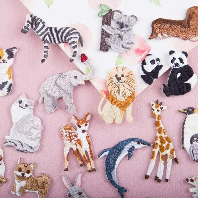 35 Mini Exquisite Cute Small Animal Embroidery Children's Clothes Decoration Iron on Patches for Clothes Panda Flamingo Cat Dog