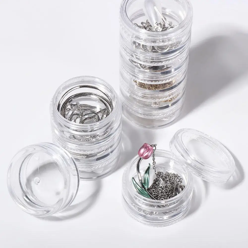 Mini boîte ronde multicouche empilable avec couvercle, boîte à crème transparente pour les yeux, boîte de rangement pour maquillage et bijoux, boîte à crème pour le visage