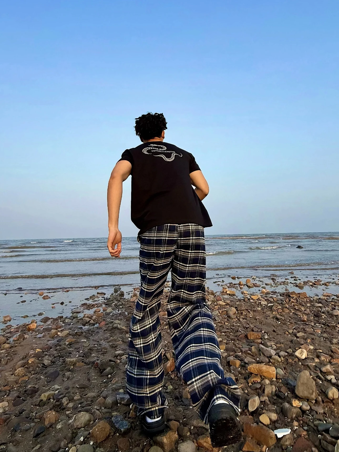 Pantaloni a gamba larga scozzesi blu ricamati americani retrò Pantaloni lunghi dritti pigri larghi casual da uomo Quattro stagioni Abbinamento quotidiano