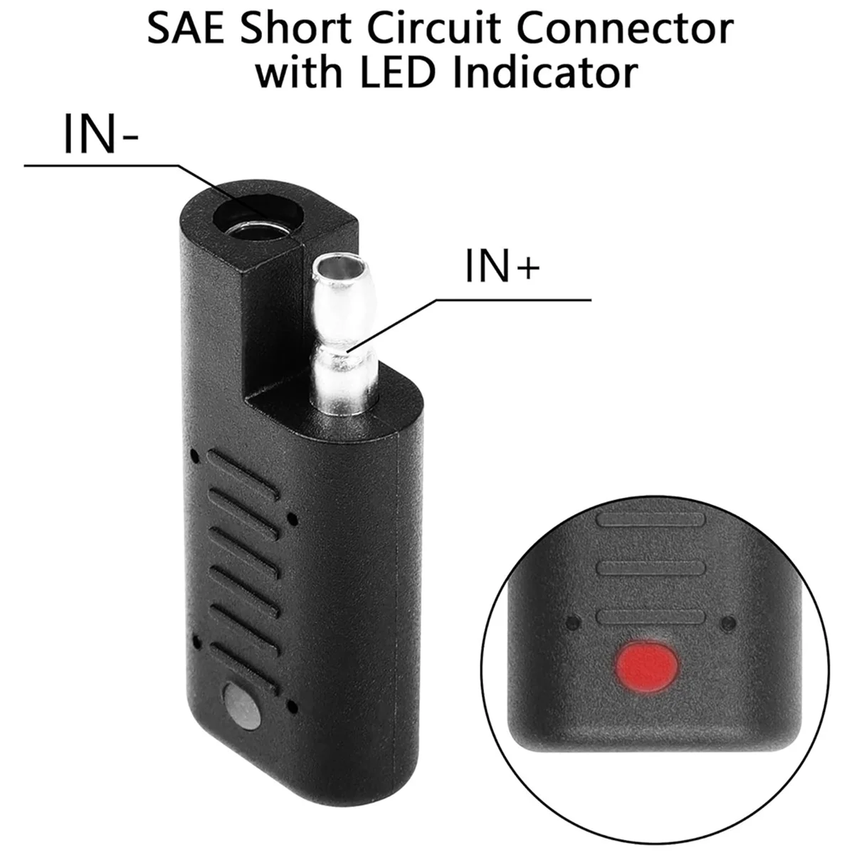 SAE Short Circuit Connector with LED Indicator,SAE Polarity Reverse Adapter,SAE Power Cord Tester Solar Panel Detector