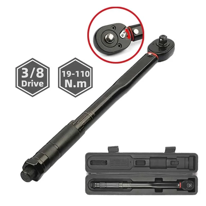 19-110N.m Torque Wrench  3/8\'\'  Square Drive Preset Bicycle Torques Key Two-way Ratchet Car Bike Automotive Hand Tools