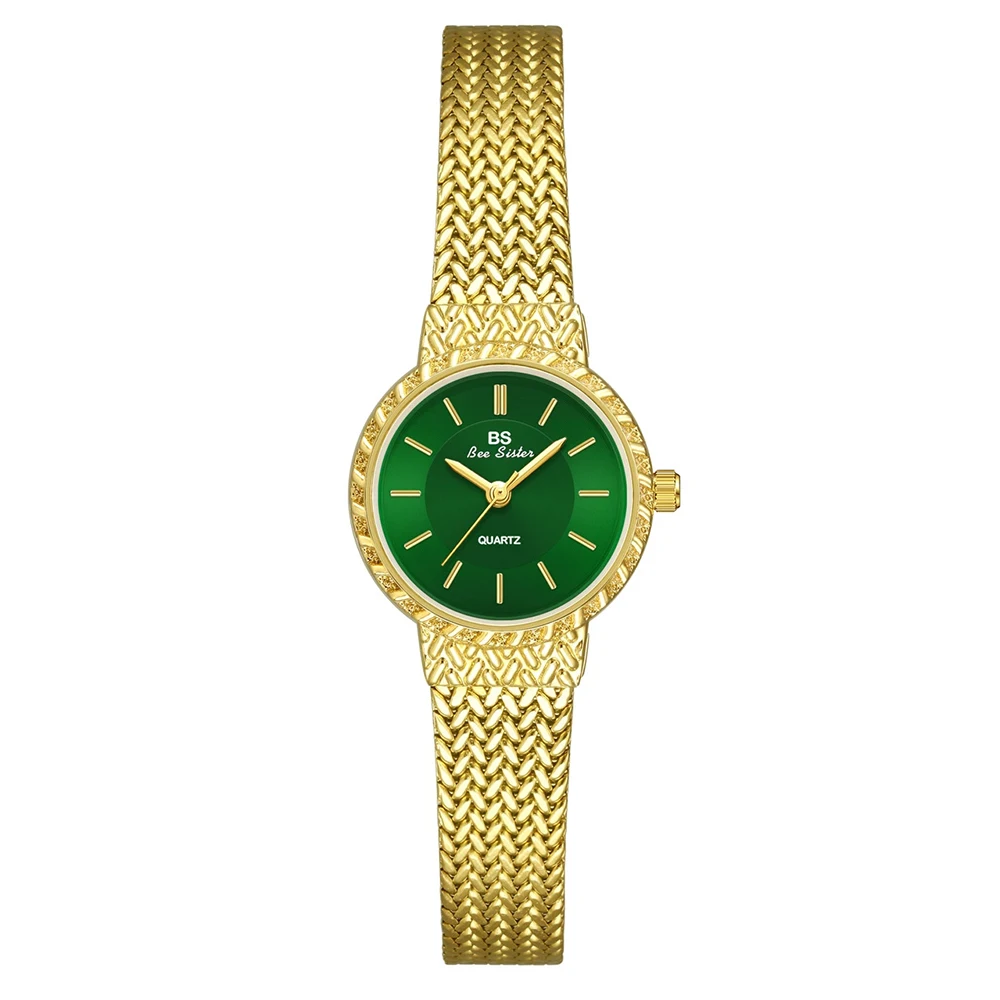 BS Bee Sister Reloj de pulsera informal de moda simple para mujer Esfera redonda Relojes de pulsera de cuarzo impermeables para mujer Regalos