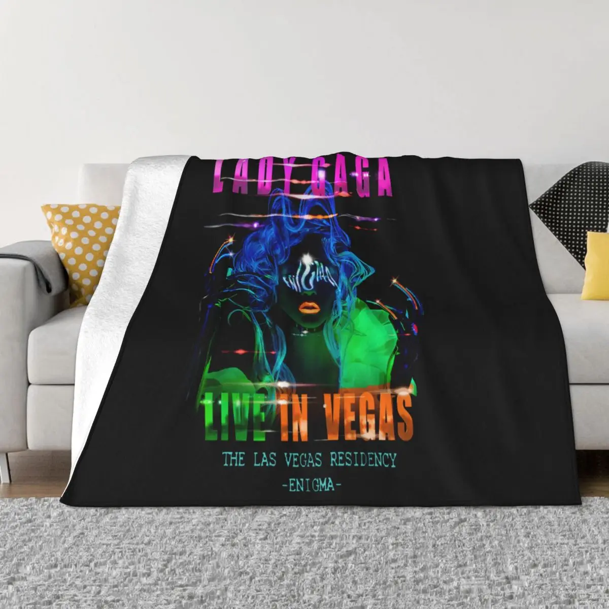 Lady Gaga Live In Vegas Enigma Tour 2019 With Dates Men Black S 4Xl Ba Male Throw Blanket