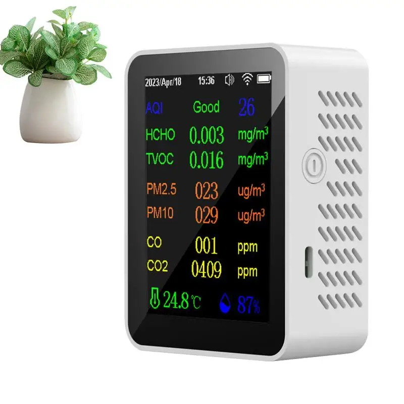 

Air Quality Monitor Wall Mount Indoor 12 In 1 Air Quality Tester Digital Display Air Quality Monitoring Tool For Work Area