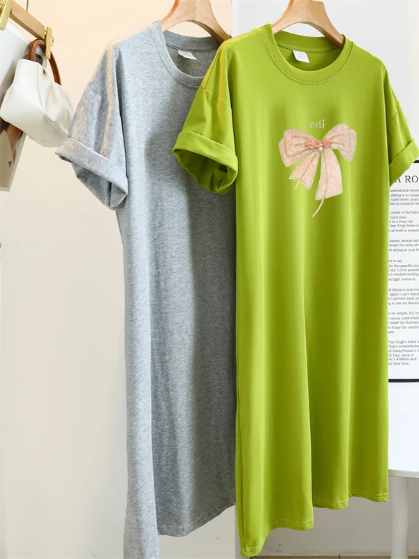 حجم كبير 300 Pou Chic Design Sense طويل القطن الخالص المرأة Dr تي شيرت غير رسمي Dr Korean Sle مستقيم قطع الربيع D...