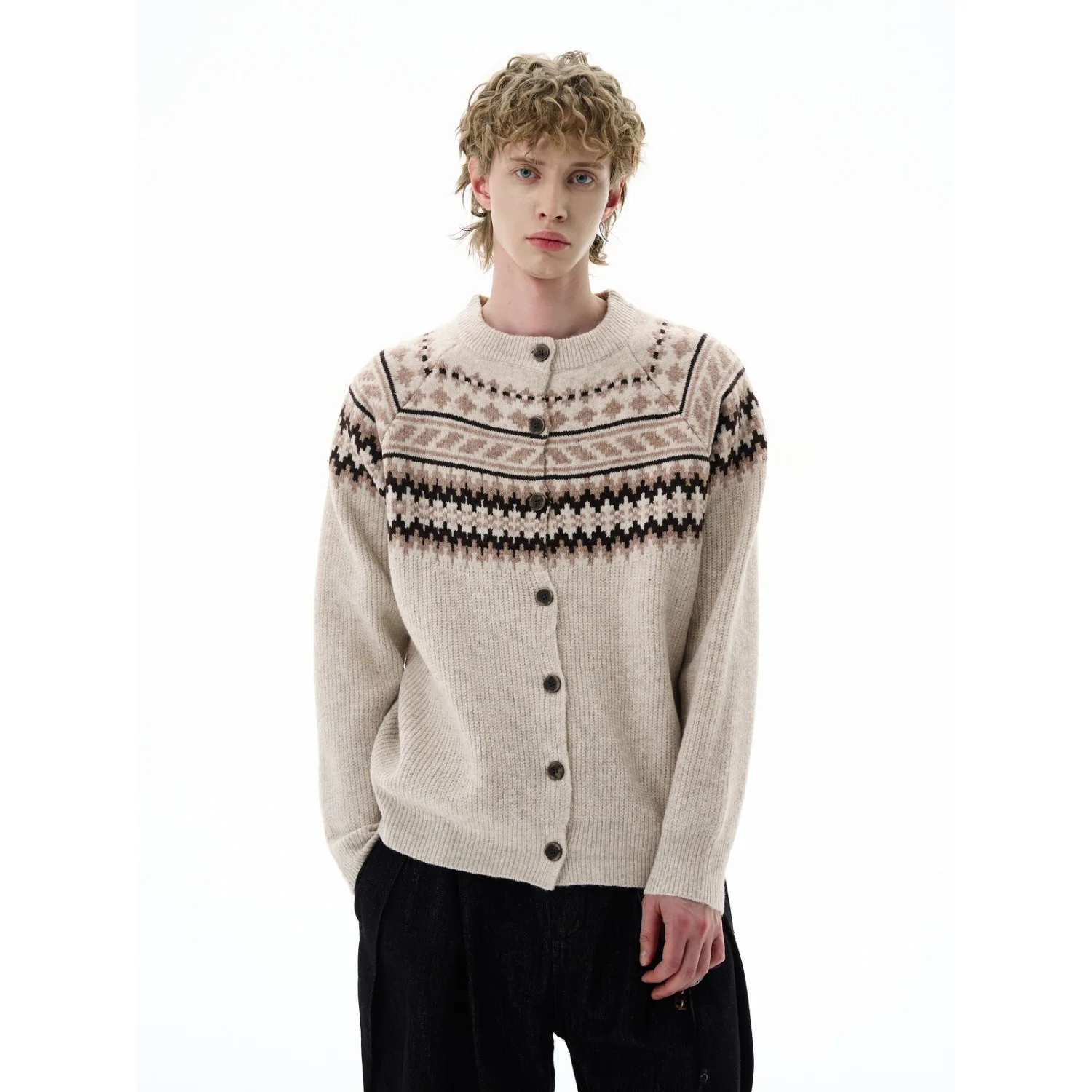 Unisex Knitting Sweater 2025 New Retro Fair Isle Cardigan Ethnic Inspired Unisex Premium Knit Long Sleeve Trendy Sweater