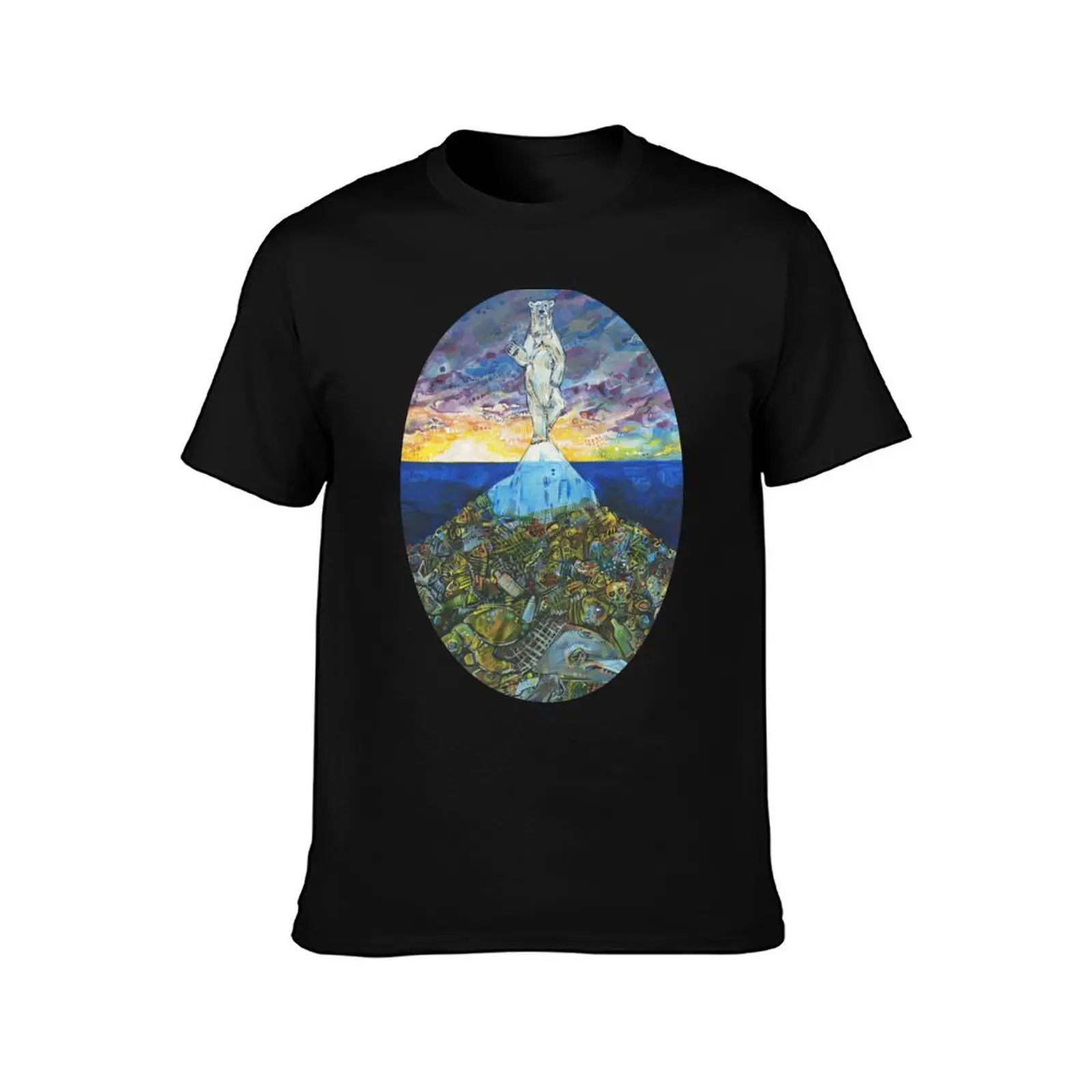 Polar Bear Balancing on an Iceberg and Trash T-Shirt Sun Protective Outdoor Tee Top T-Shirt