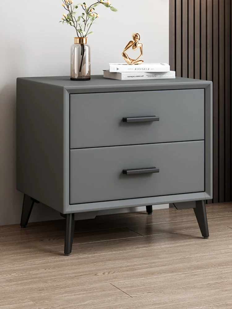 Soft leather luxury bedside table is extremely simple,