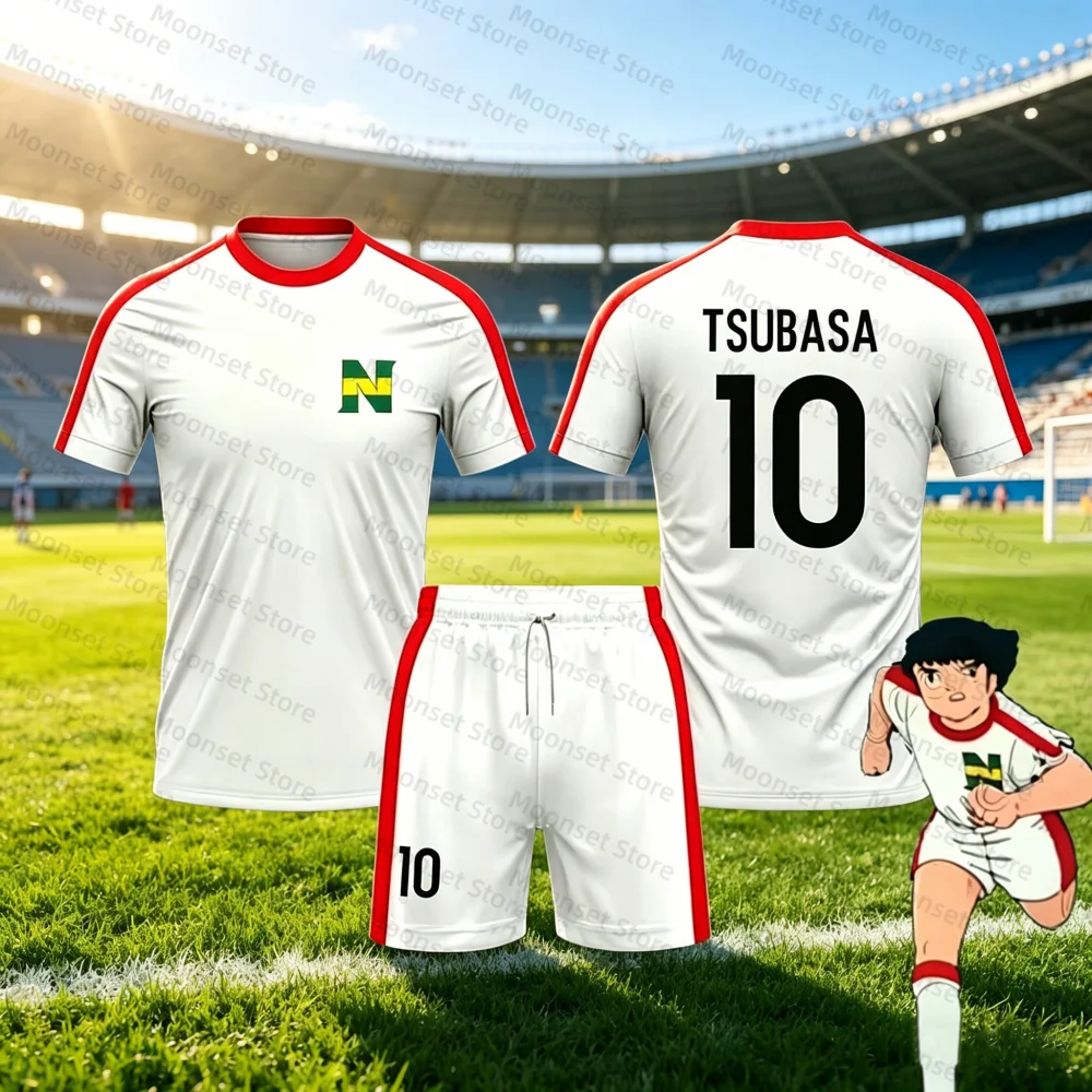 Conjunto de 2 piezas para niños, chándal con estampado del Capitán Tsubasa de fútbol n.º 10, se puede elegir camisetas o pantalones cortos, conjunto de ropa para niños