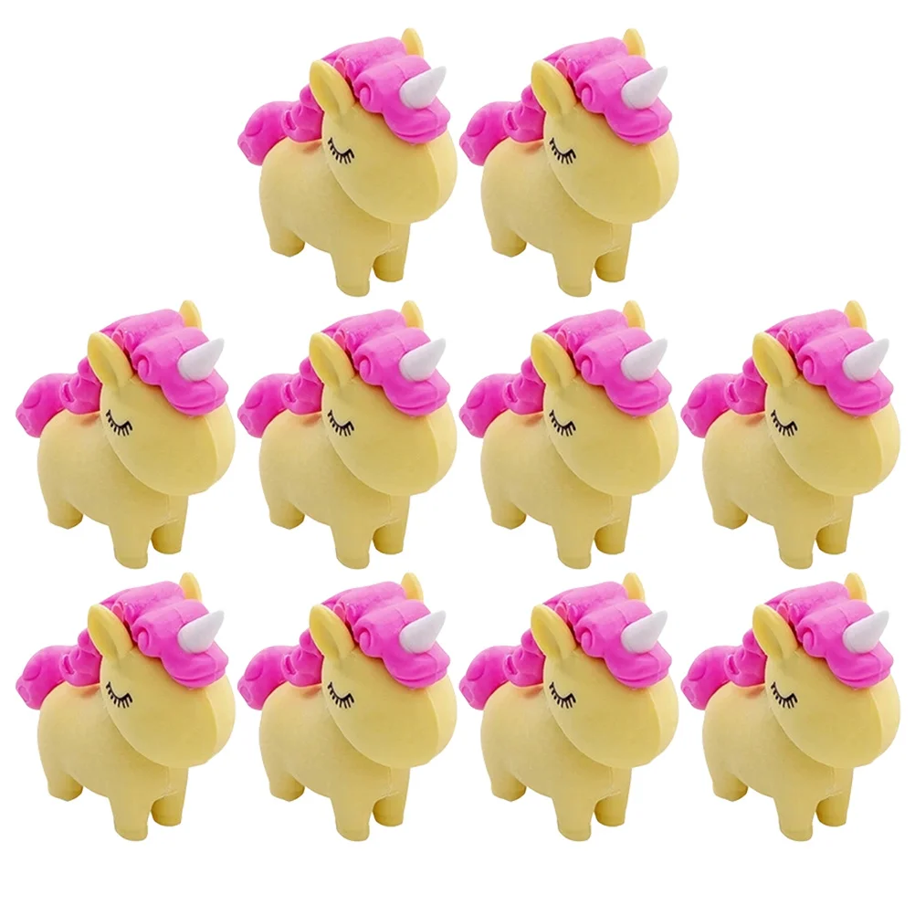 10Pcs Creative Eraser 3D Unicorn Shape Student Prizes for Daily Writing Correction Mini Erasers Bulk for School Use