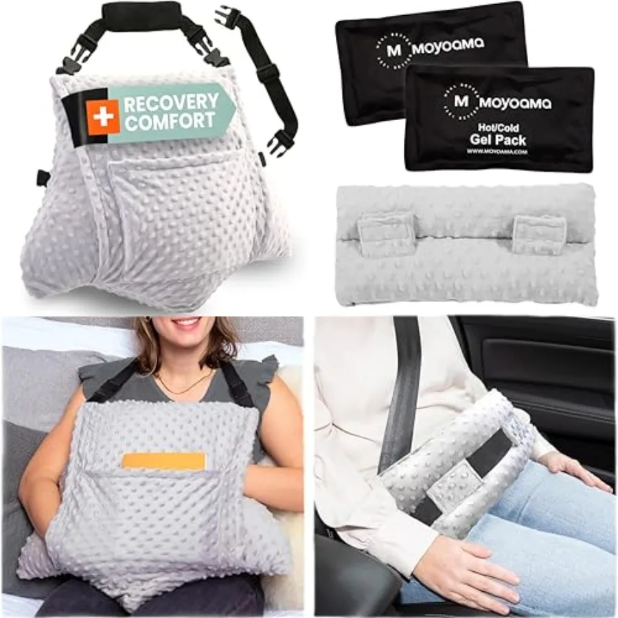

4 Pc Hysterectomy Pillow Set Incl Seatbelt Cushion and 2 Gel Packs for Soothing Relief After Hysterectomy Recovery Must-Haves,