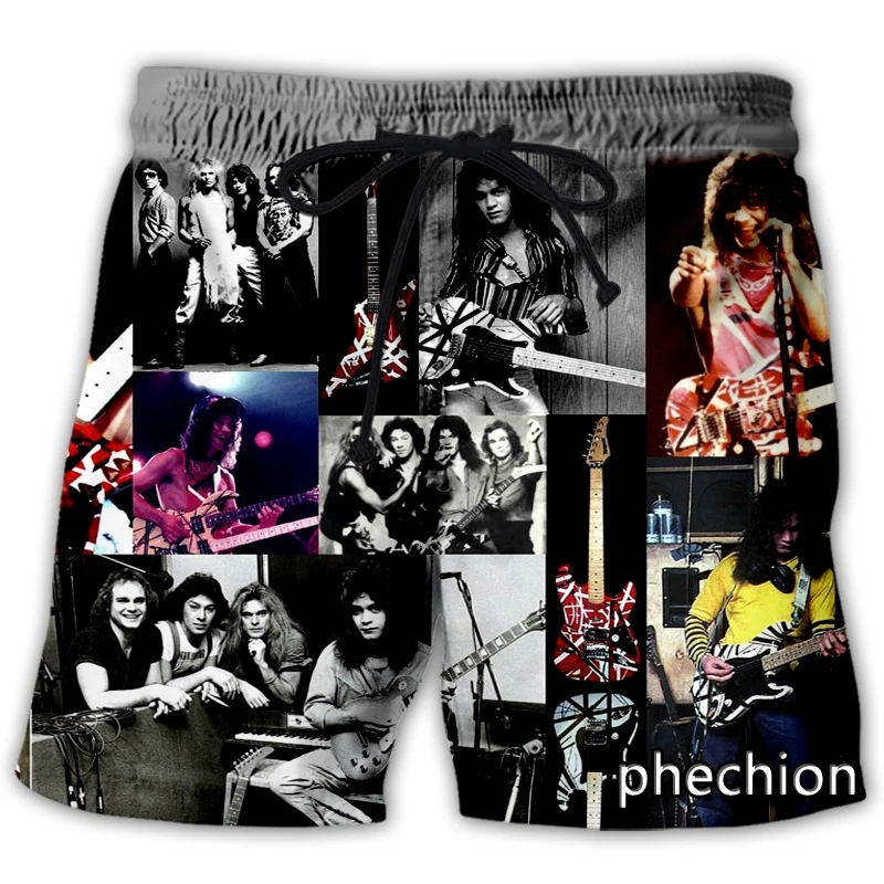 

phechion New Fashion Men/Women Van Halen Band 3D Print Casual Shorts Novelty Streetwear Men Loose Sporting Shorts L155