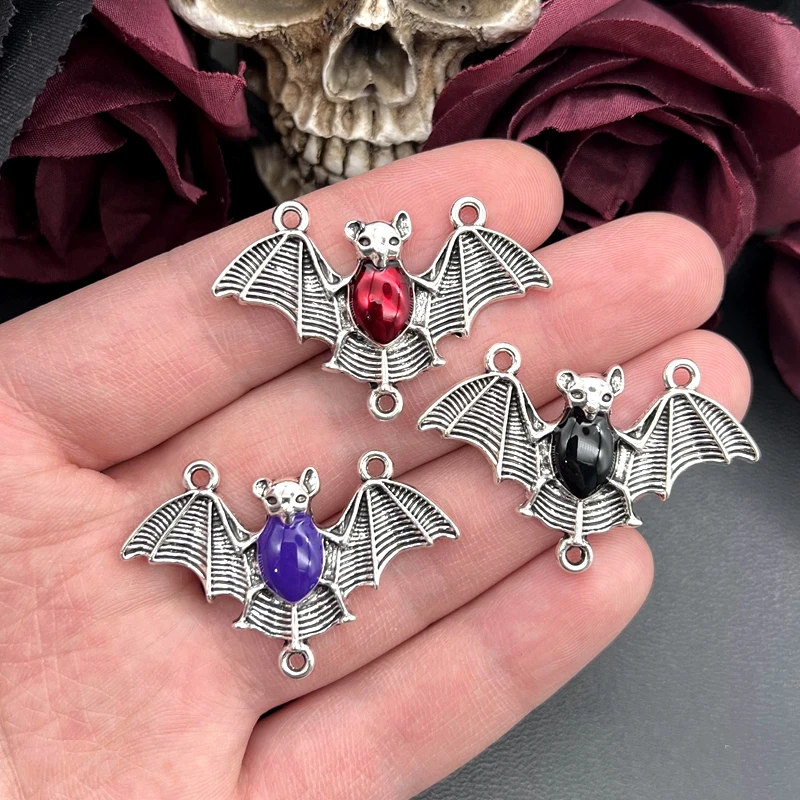 4pcs 43*28mm Halloween Bat Enamel Charms Bat Connectors Charms Pendants Designer Charms Fit Jewelry Making DIY Jewelry Findings