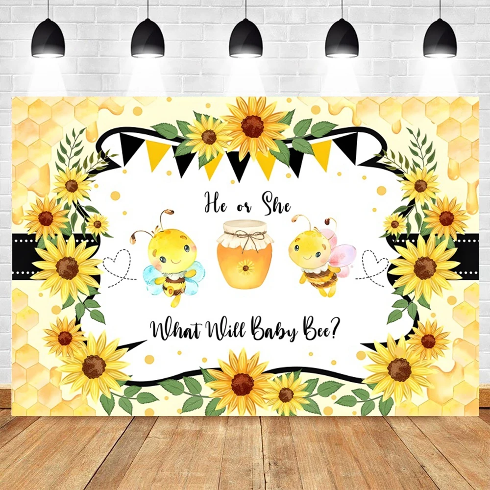 사진 촬영용 달콤한 꿀 꿀벌 생일 배경, 아기 꿀벌 성별 공개 파티 장식, 베이비 샤워 포토콜 배경