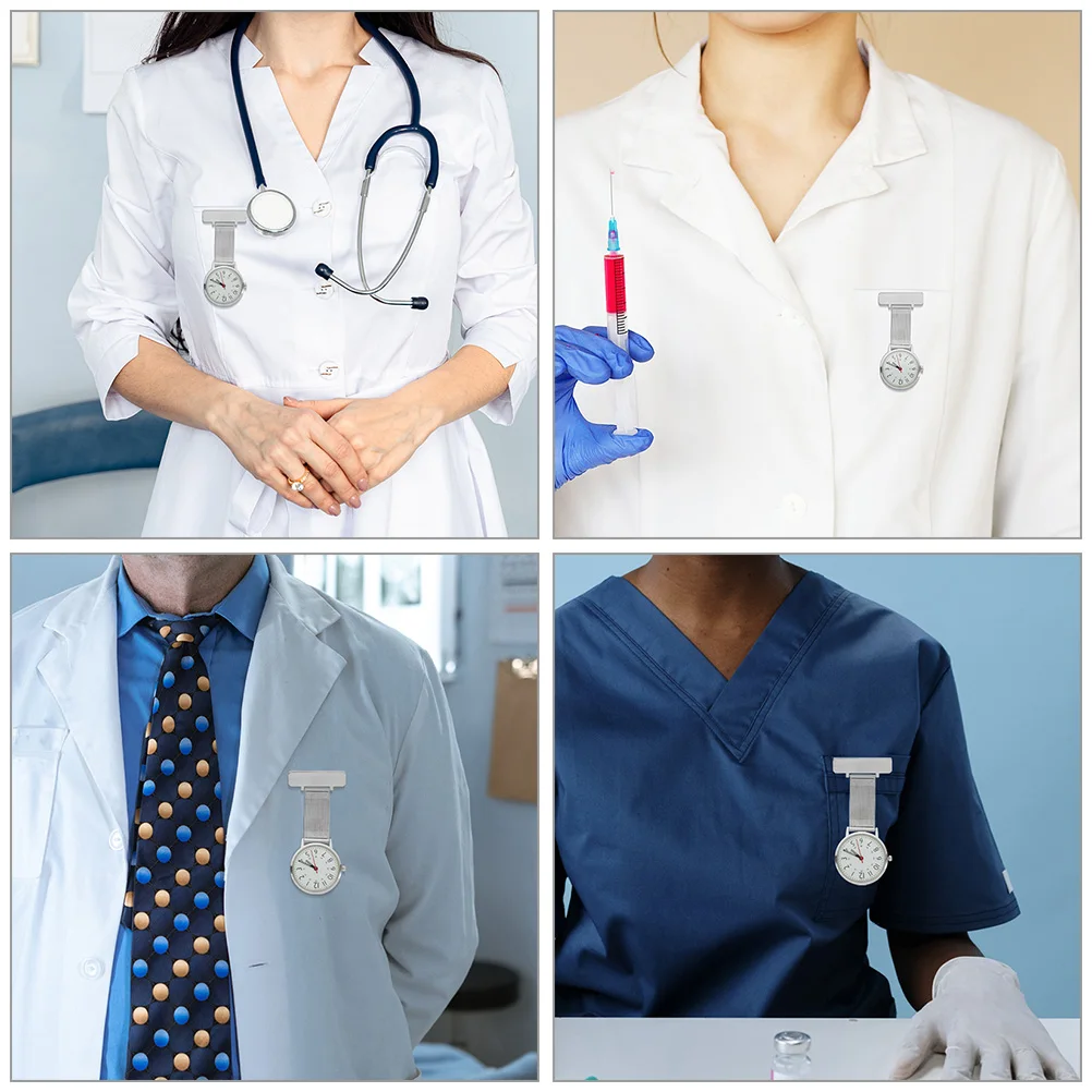 2pcs Nurse Pocket Watch Luminous Clip On Fob Lapel Pin Nursing Watches for Women Durable Medical Brooch for Professionals