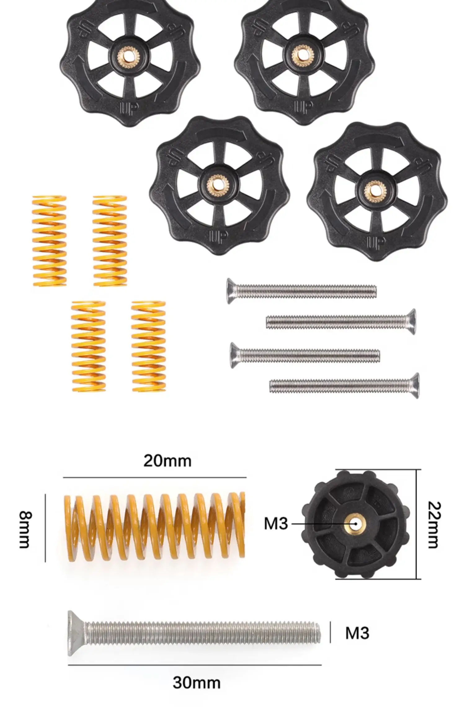 3D Printer Leveling Kit Suitable For Ender3 Hot Bed Platform CR10 M3M4 Spring Countersunk Screw And Silicone Column Leveling Kit