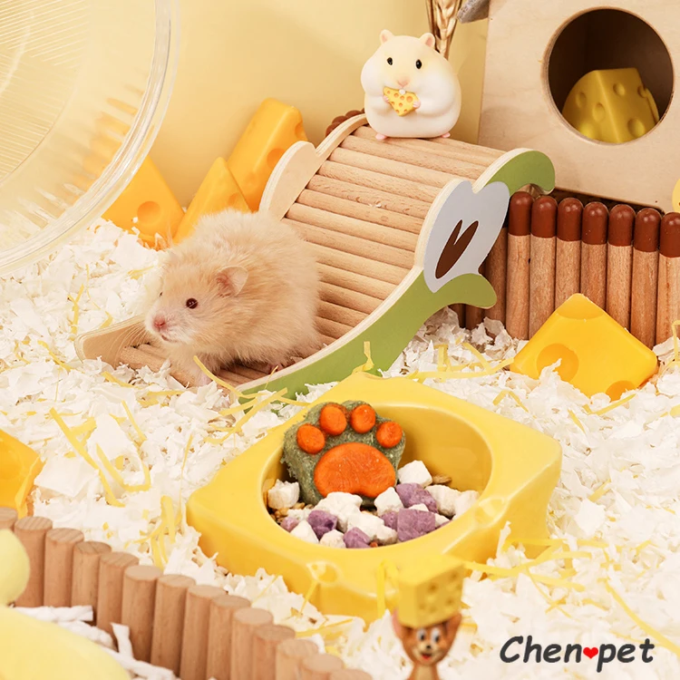 Newest Designs Small Pet Feeding Bowl Cheese Shape Hamster Food Bowl for Chinchillas Cute Small Animal Accessories