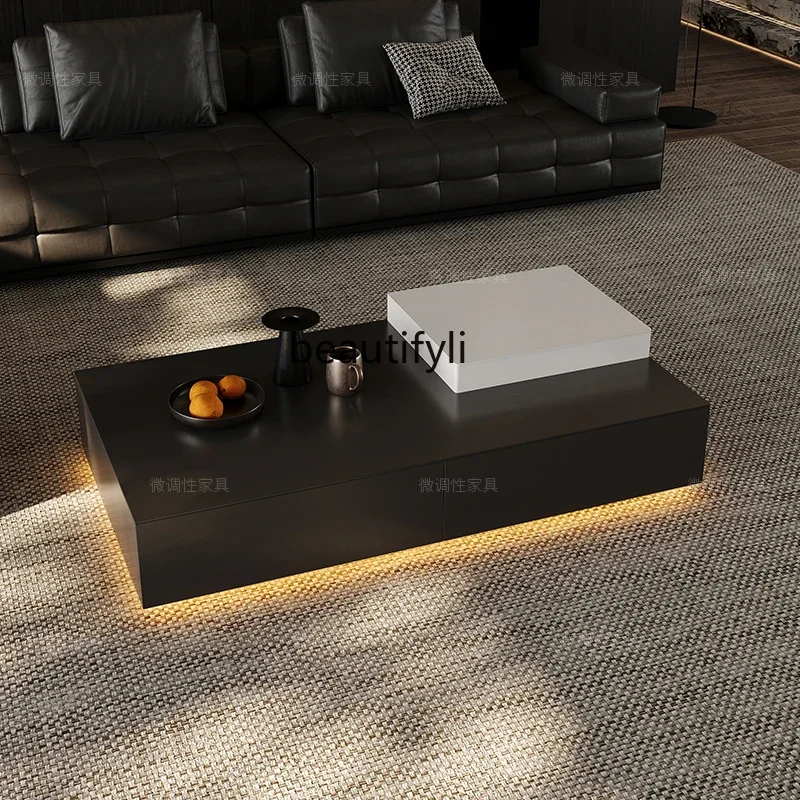 Italian minimalist light luxury new Chinese creative designer custom multi-functional rectangular coffee table