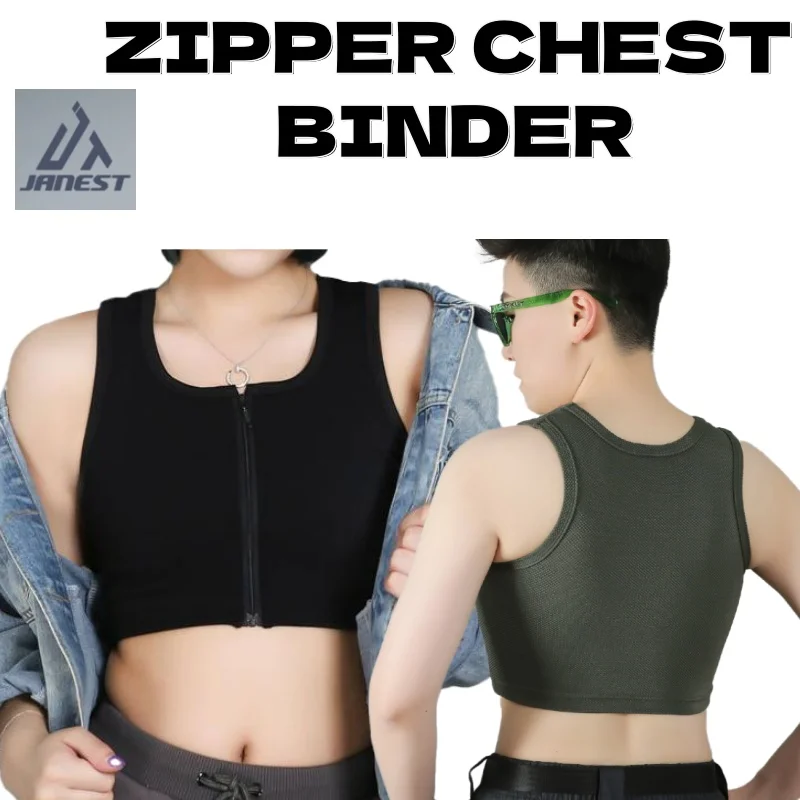 Trans Chest Binder Vest Flat Breast Breathable Casual S-4XL Front Zipper Tomboy Binder Non Bandage Tank Tops Cosplay