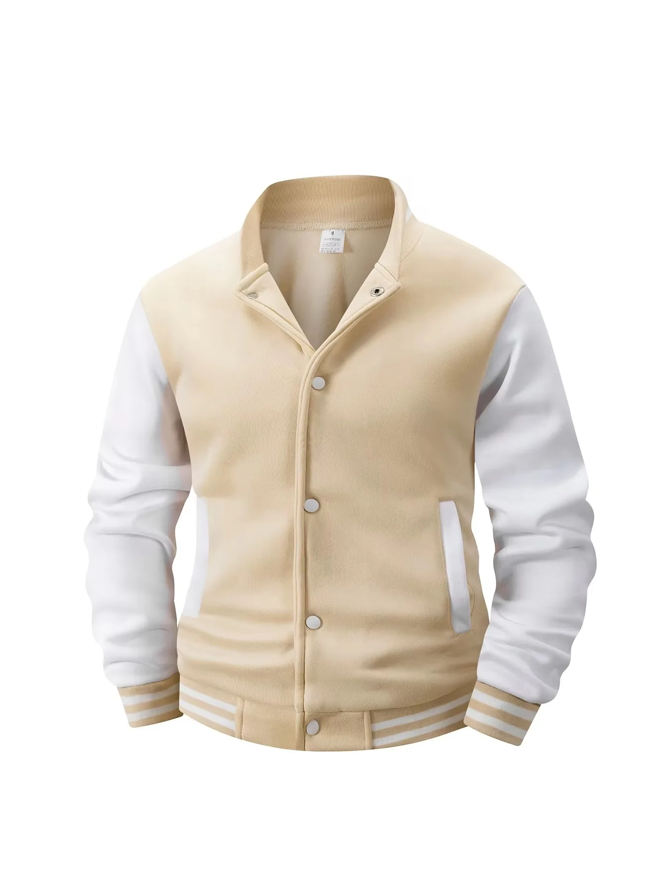 Winter Men's Varsity Jacket Baseball Jacket Color Block Bomber Coat Snap Button Casual Streetwear Long Sleeve Outwear