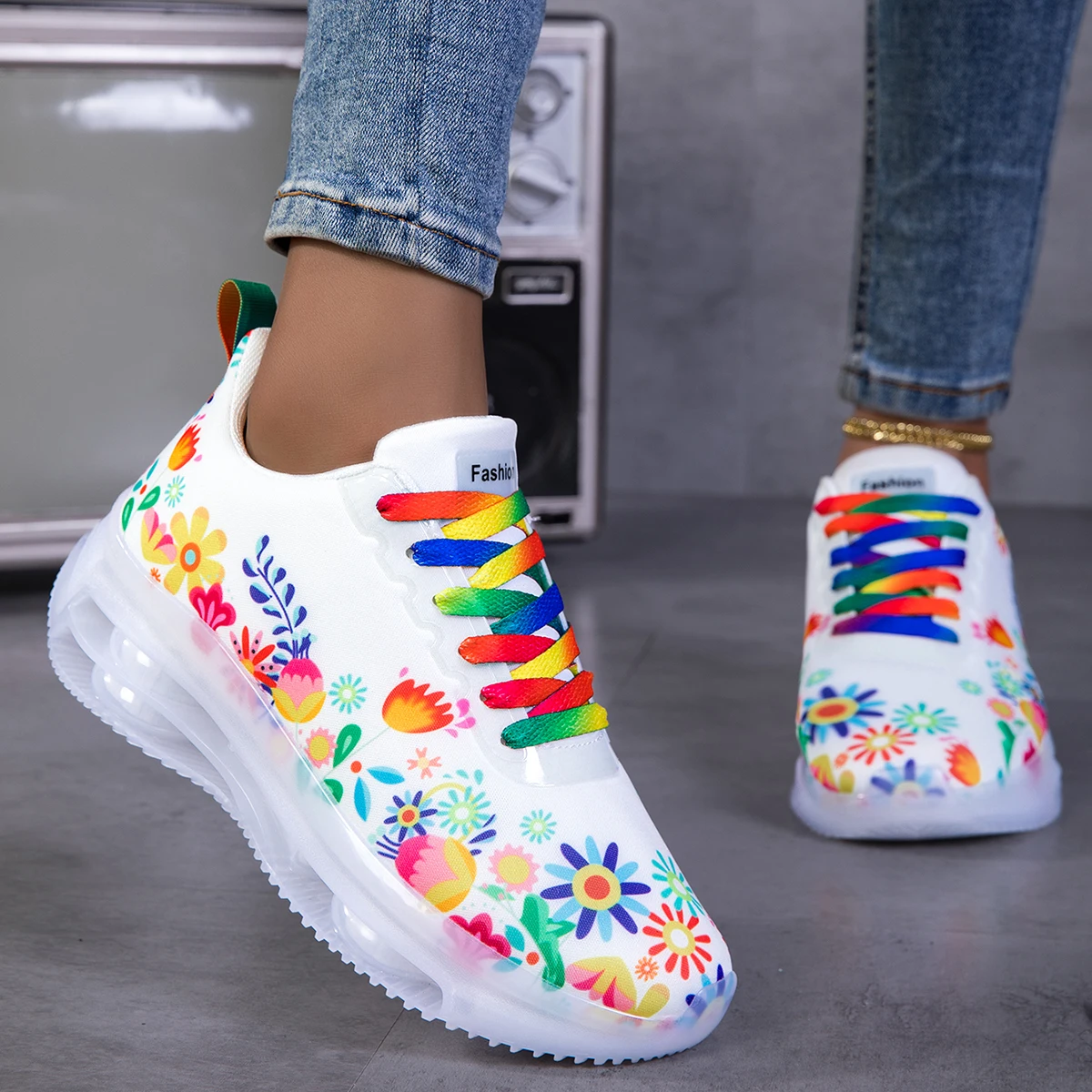 Women Floral Print Air Cushion - Women'S Fashion Gym Shoes review and price