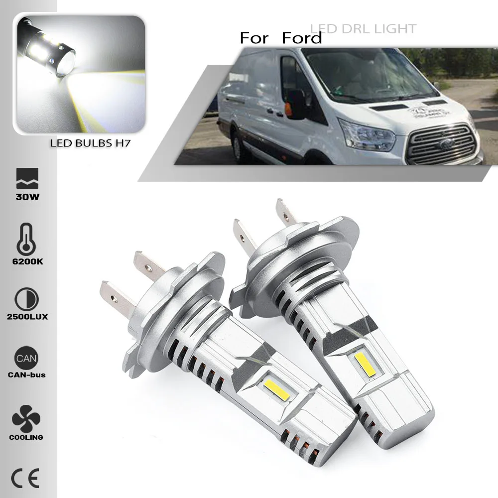 

2PCS H7 Led canbus Headlights Bulbs For Ford Transit V363 BOX 2014 2015 2016 Transit bus 2013 2014 2015- lo Low Beam CSP Chips