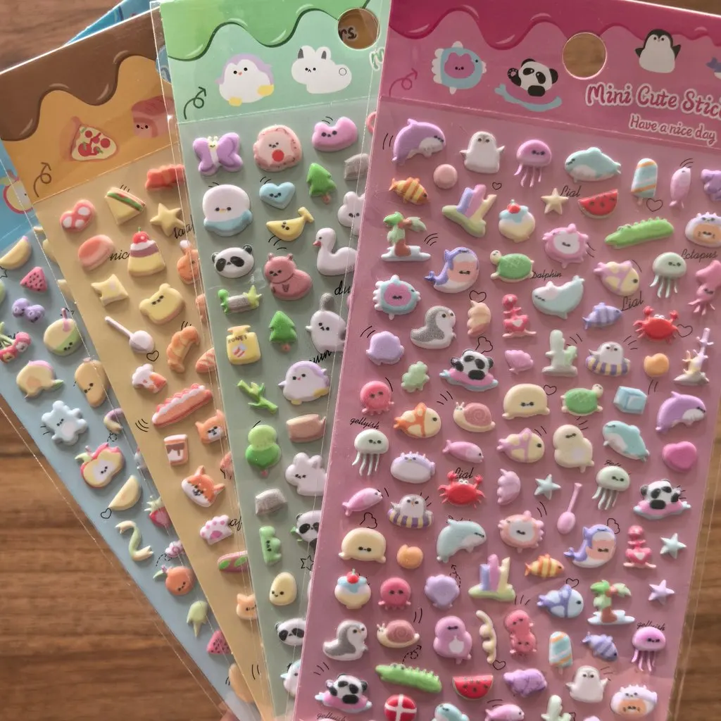 4Pack Tiny Cute Mixed Element Stickers - Vibrant Decor Embellishments for Water Bottles Stationery LanLanStickersWorld Store