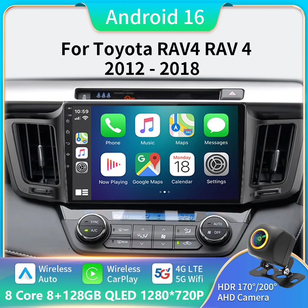 Android 16 Auto Carplay Car Radio For Toyota RAV4 RAV 4 Xa40 2012 2013 2014 2015 2016 2017 2018 2019 Stereo Multimedia Player BT