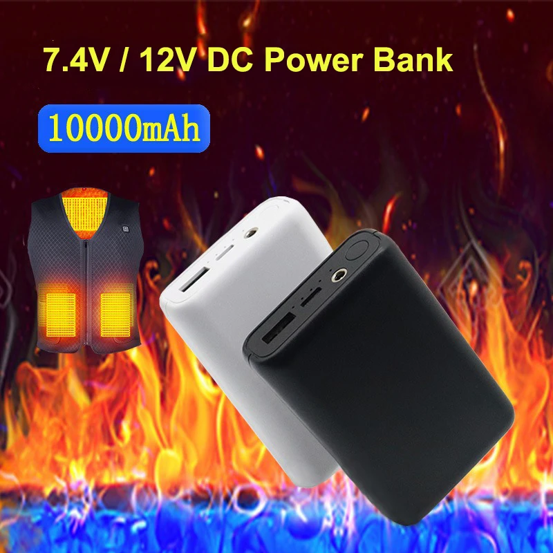 

12V DC Power Bank 10000mAh Portable Charger External Battery Pack for Cooling Heated Vest Jacket Power Bank for Xiaomi Mi iPhone