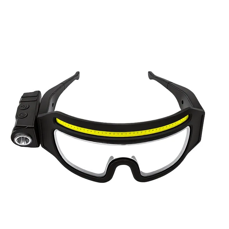 Portable Eyewear Rechargeable Glasses Headlamp COB LED Sensor Headlight Red Blue Warning Hands Free Sensor Work Light for Camp
