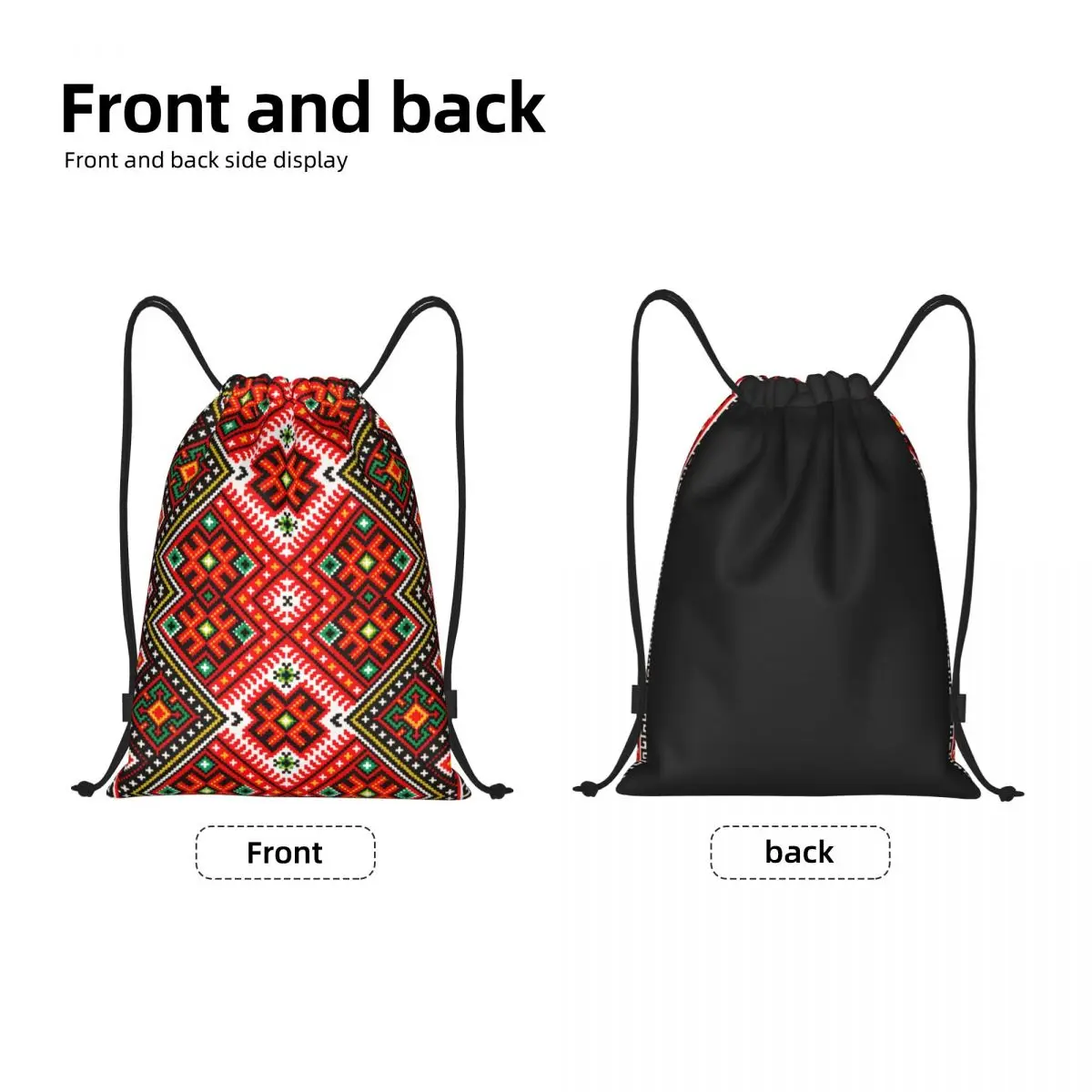 Custom Ukrainian Traditional Embroidery Drawstring Backpack Sports Gym Bag for Men Women Vyshyvanka Shopping Sackpack