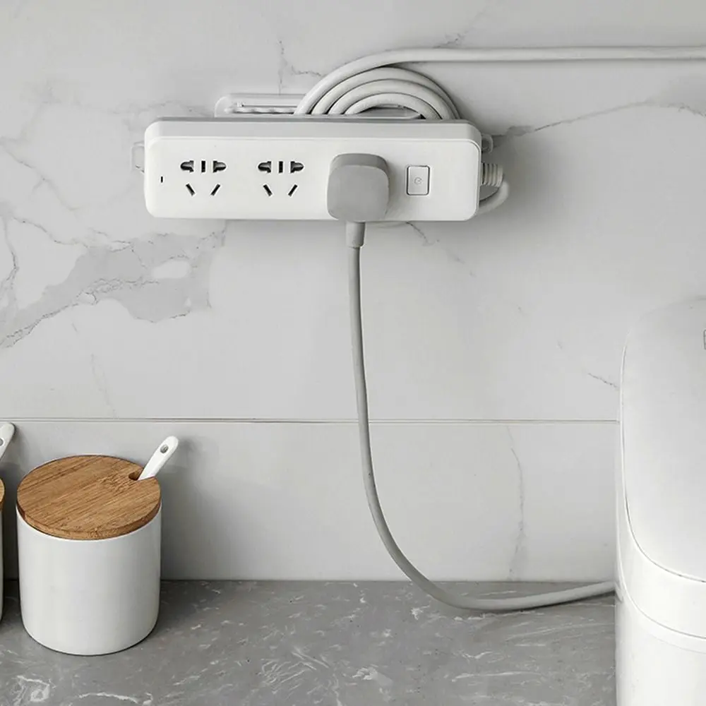New 2in1 Holder Organizer Self-Adhesive Wall-Mounted Plug Fixer Seamless Punch Free Cable Organizer Home Decor