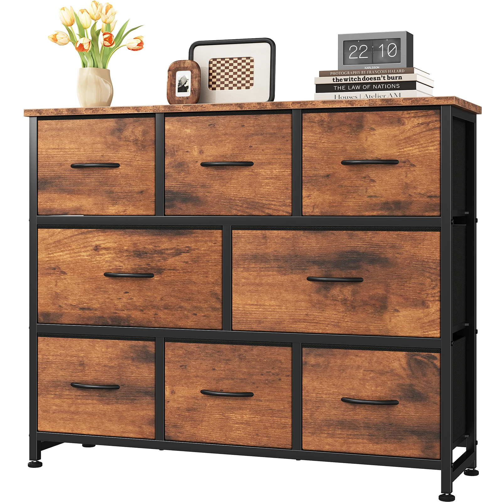 MCQ 8 Fabric Drawers With Wood Top Living Room Cabinet Storage Display Nightstand Bedside Coffee Sofa Tea Table Cabinets For Furniture