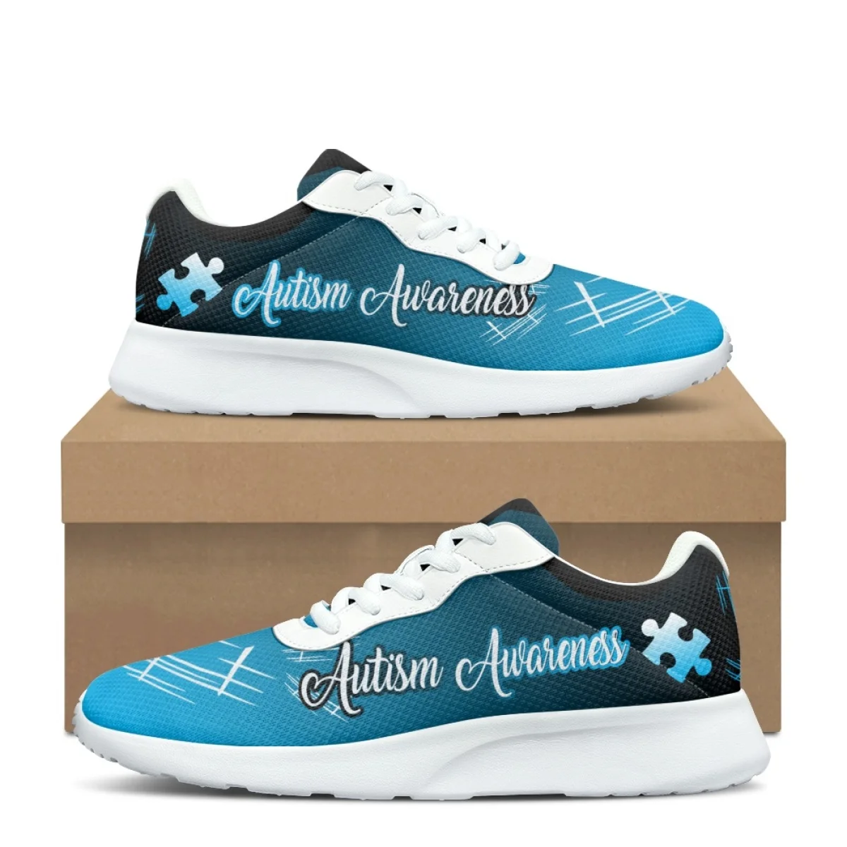 Fashion Autism Awareness Print Design Women Sneaker Flat Sport Shoes Comfort Autumn Winter Girls Running Shoes Lightweight Mujer