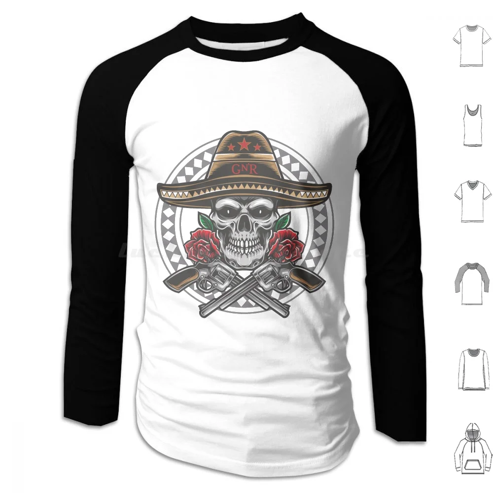 Guns N Roses Mexico Edition Hoodie cotton Long Sleeve Guns N Roses Guns Roses Mexico Skull Rose Pink Music Axl Rose Slash