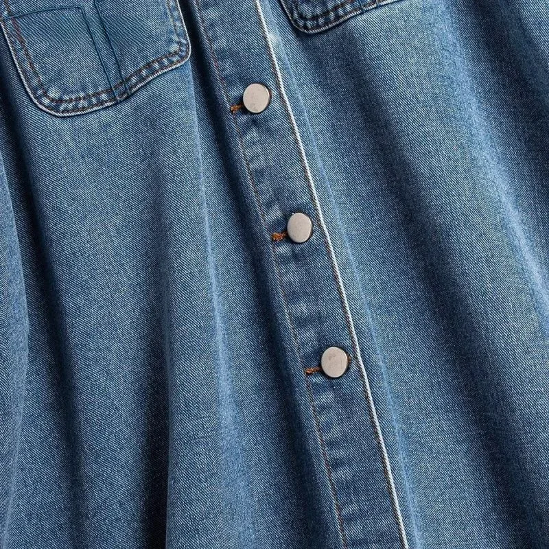 2024 stile coreano primavera-estate nuovo tipo gonna in denim con cintura monopetto da pendolare moda donna l160