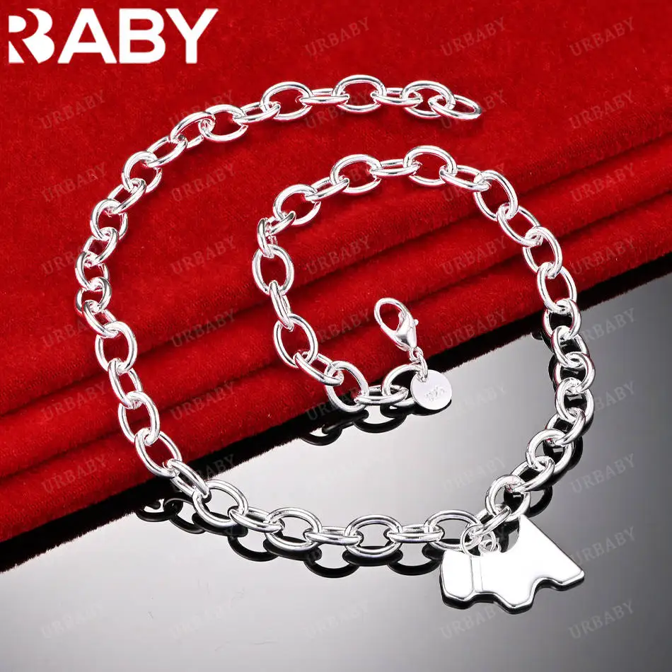 

URBABY 45cm 925 Sterling Silver Puppy Chain Necklace For Women Men Charm Trend Birthday Gifts Fashion Party