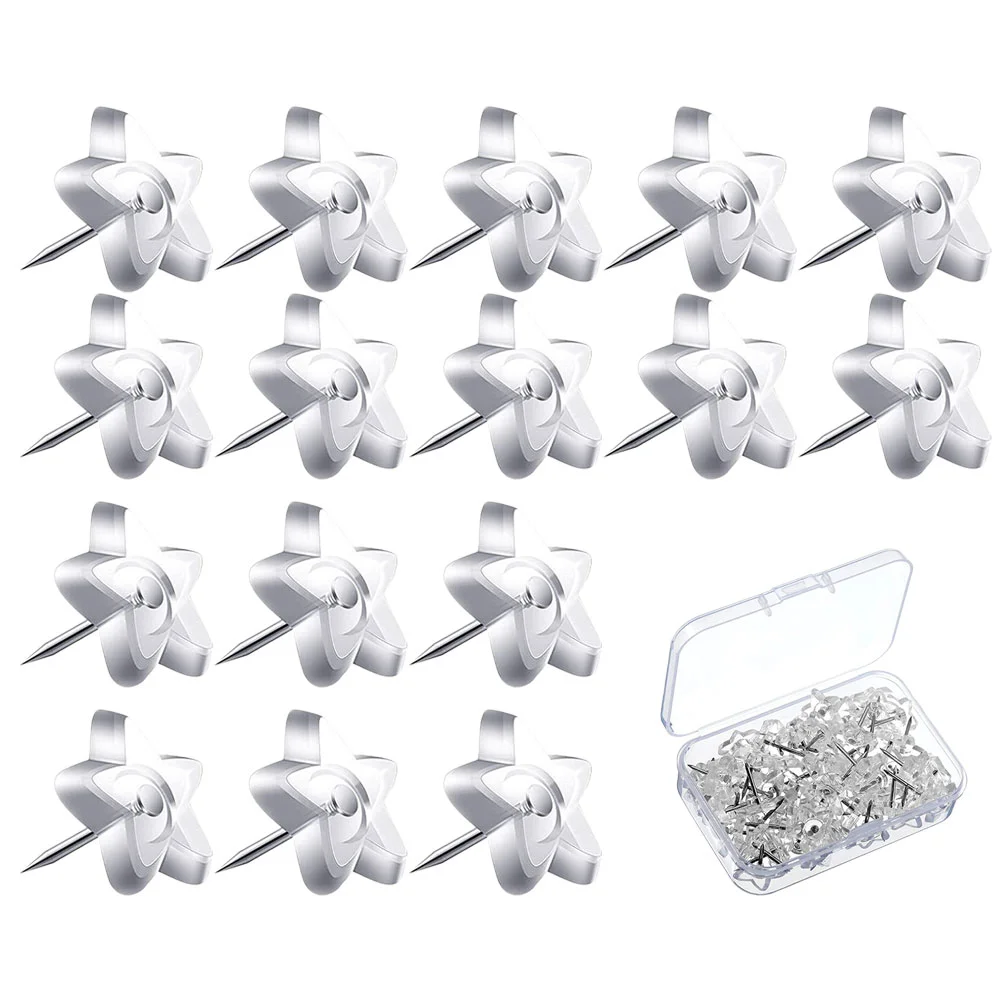 200 Pcs Transparent Pentagram Drawing Pins Office Thumb Tacks Clear Thumbtacks for Decorate