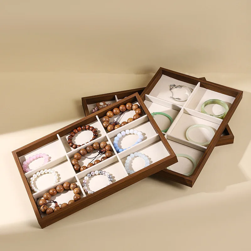Wood Grain Jewelry Tray Bracelet & Accessory Display Storage Plate for Retail & Home