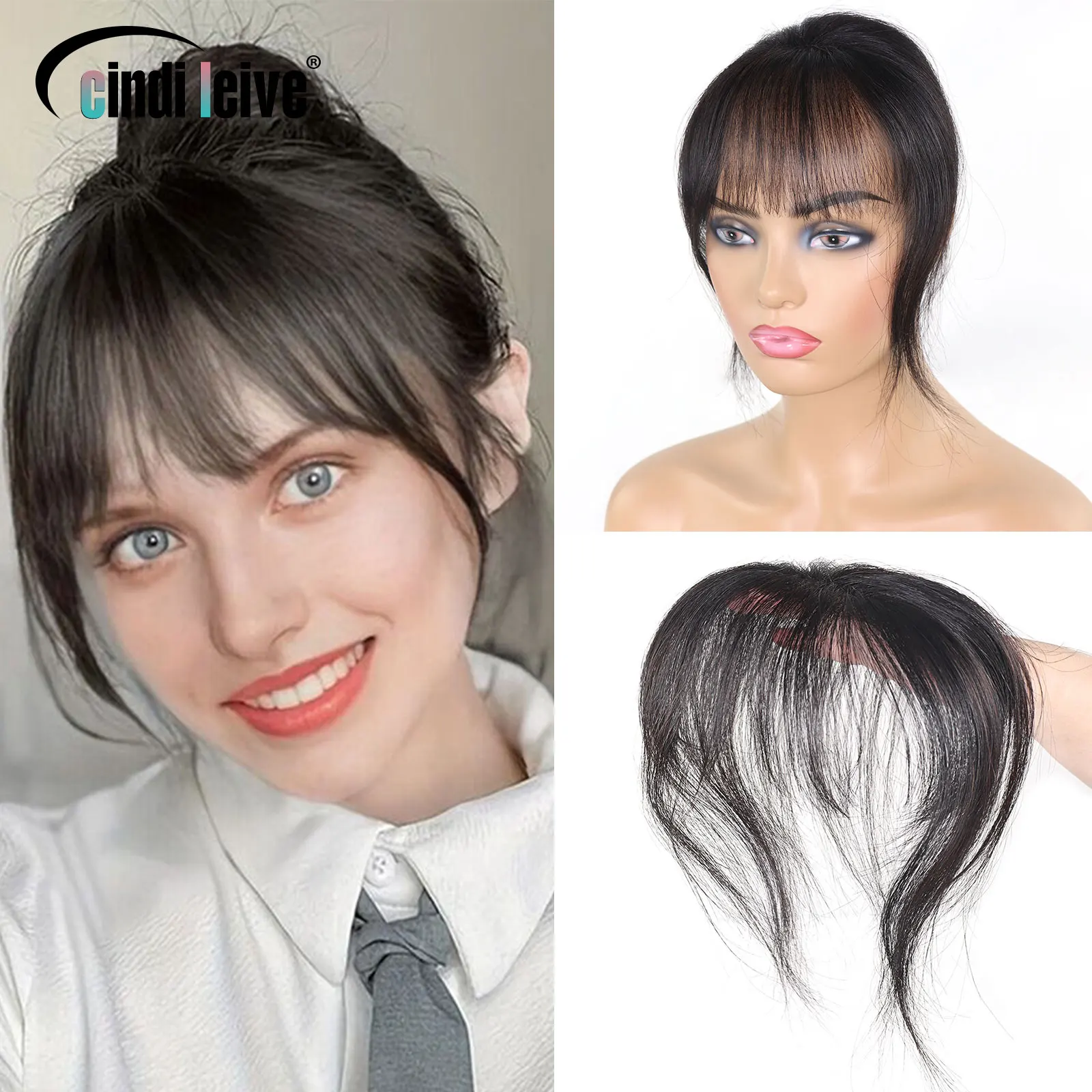 

Дышащая заколка для челки во французском стиле, человеческие волосы, тонкая челка, черная, коричневая, с бахромой, шиньоны для женщин, повседневная одежда