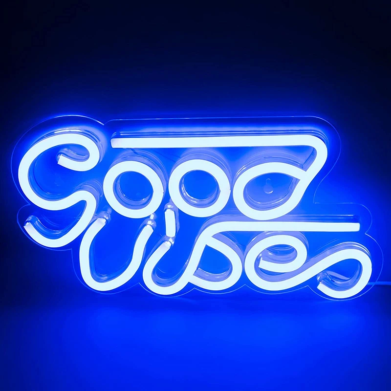 Good Vibes Letter Neon Night Light Sign Lips Wall Art Sign Lamp Battery  USB Powered Wedding Party Home Decor Xmas Birthday Gift