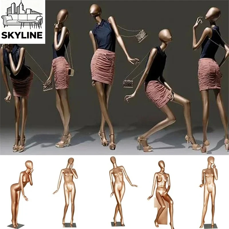 Female Mannequin for Clothes Wedding Dress Window Display Stand Rose Gold Full Body Mannequin Women's Clothing Store Mannequins