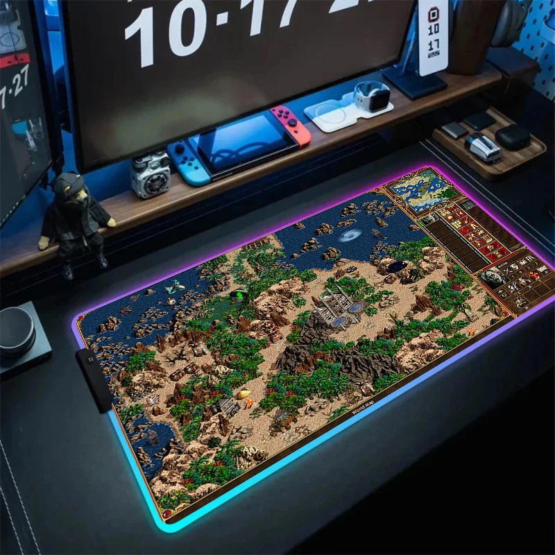 Led Carpet Anime Mousepad Rgb Heroes of Might and Magic 3 Mat for Office Table Extended XXL Mouse Pad Desktop Computer Desk Mat